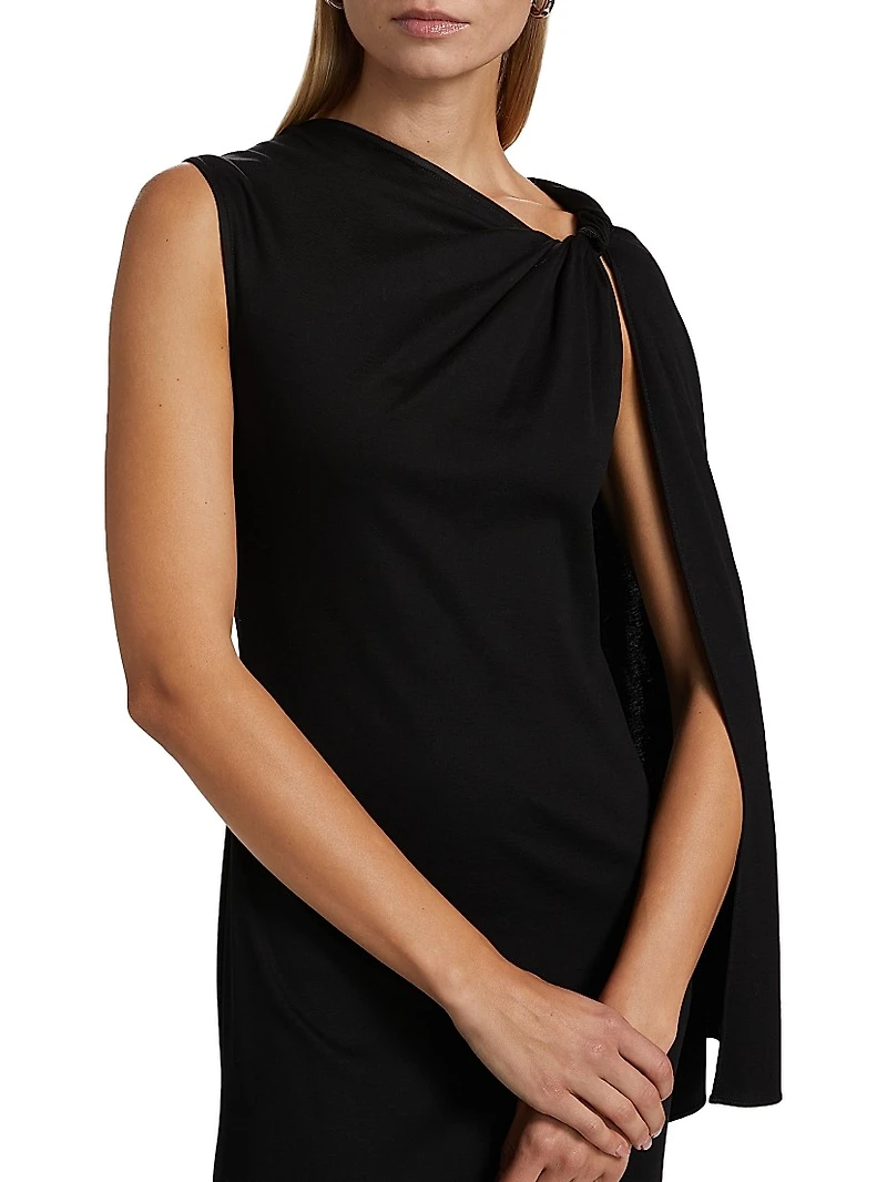 Twist Cape Cotton Maxi Dress