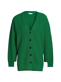 Rib-Knit Wool-Cashmere Cardigan