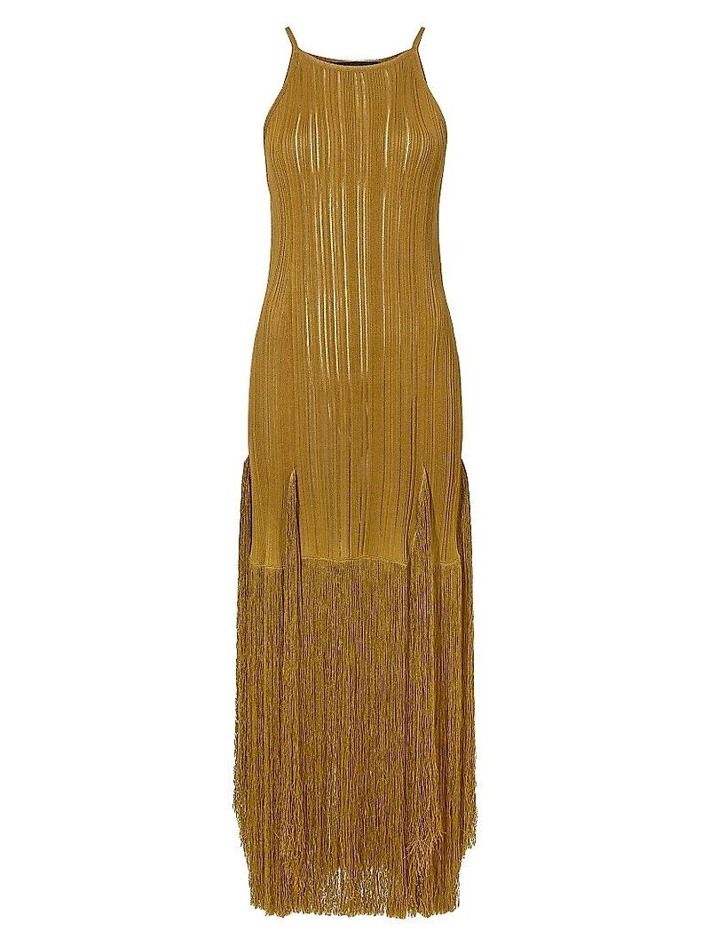 Everly Plissé Fringe Maxi Dress