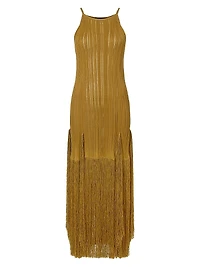 Everly Plissé Fringe Maxi Dress