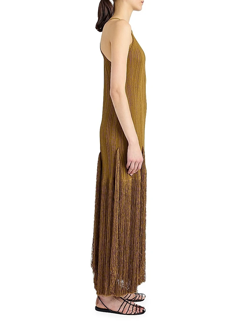 Everly Plissé Fringe Maxi Dress