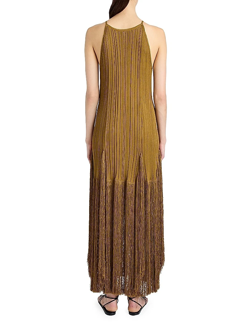 Everly Plissé Fringe Maxi Dress