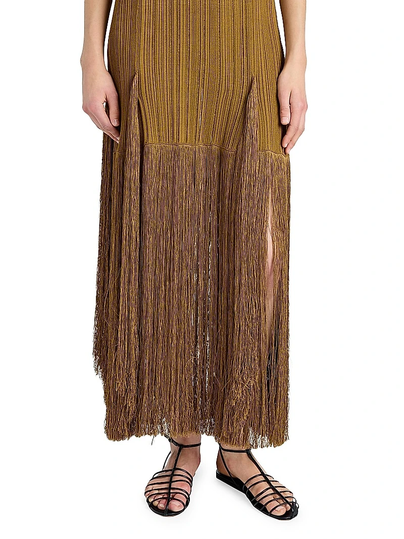 Everly Plissé Fringe Maxi Dress