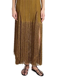 Everly Plissé Fringe Maxi Dress