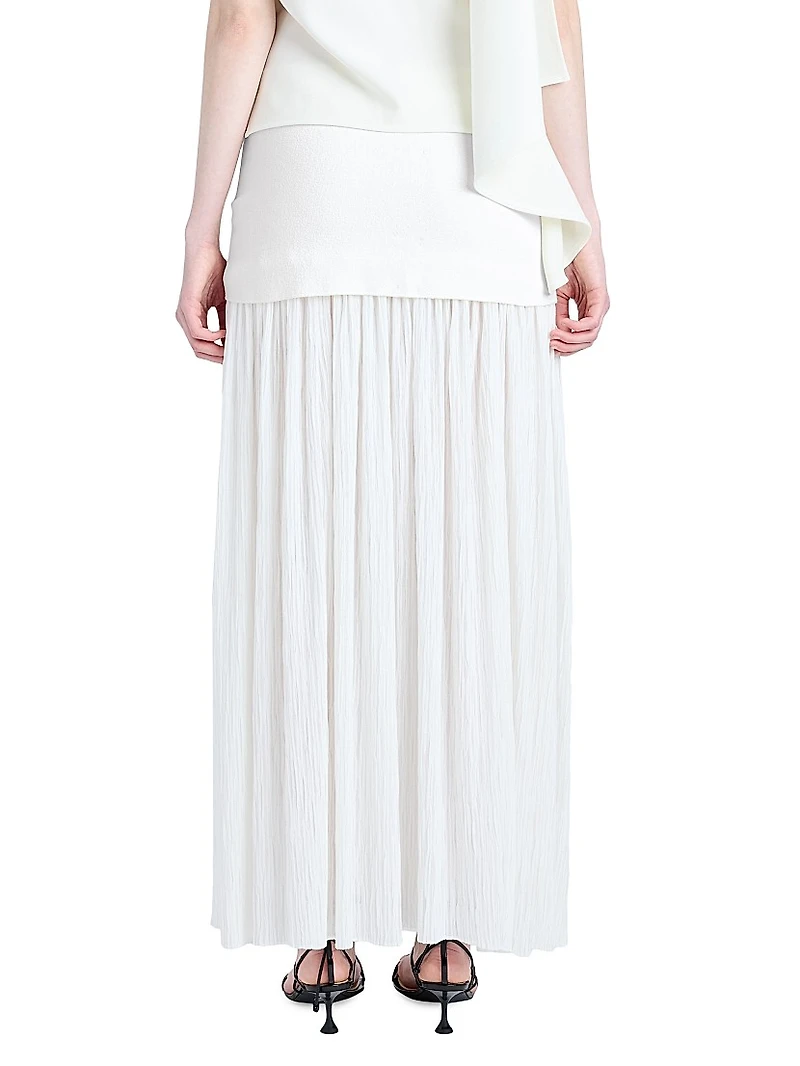 Paige Pleated Crêpe Chiffon Maxi Skirt