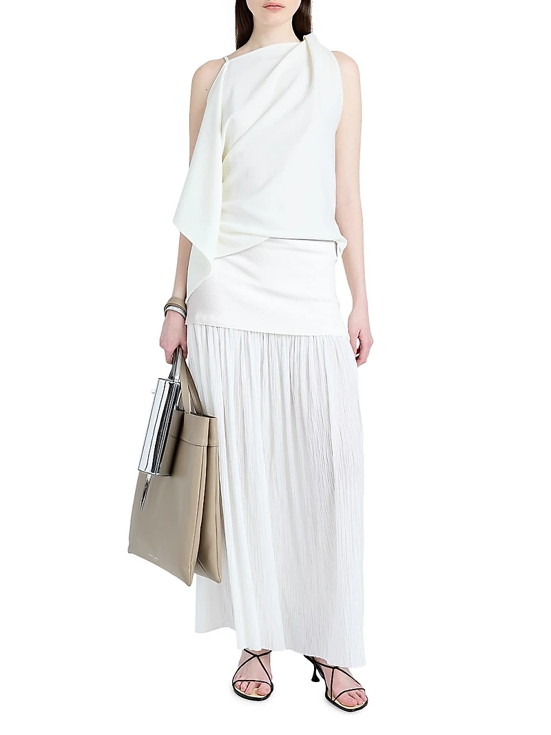 Paige Pleated Crêpe Chiffon Maxi Skirt