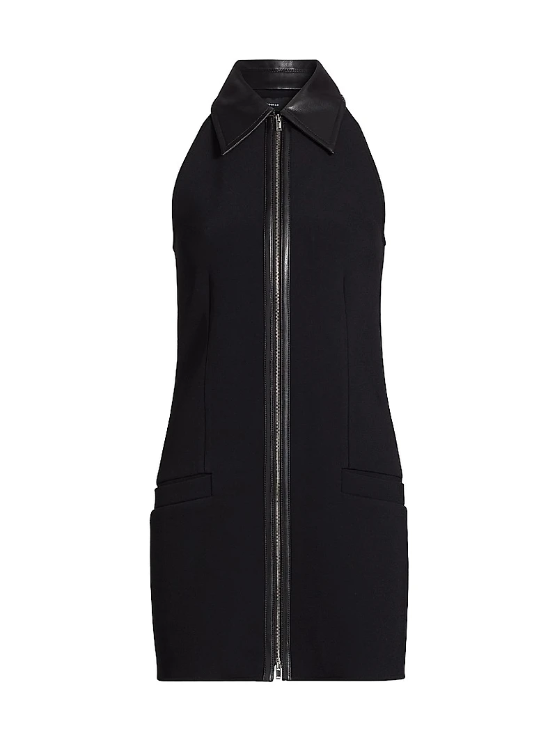 Emi Leather-Trim Minidress