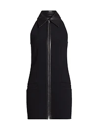 Emi Leather-Trim Minidress