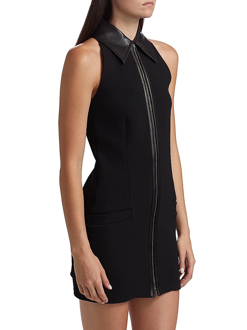 Emi Leather-Trim Minidress
