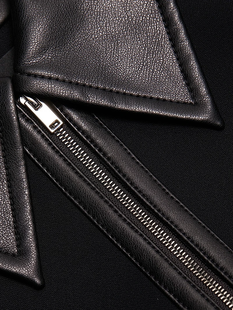 Emi Leather-Trim Minidress