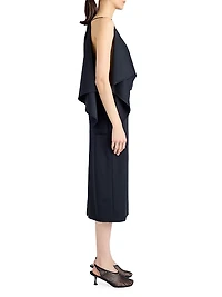 Elena Wool Gabardine Draped Midi-Dress