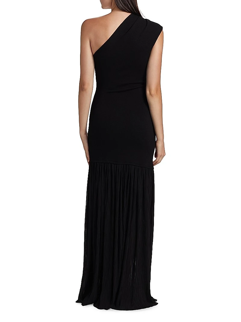 Cora Pleated Crepe Chiffon Dress