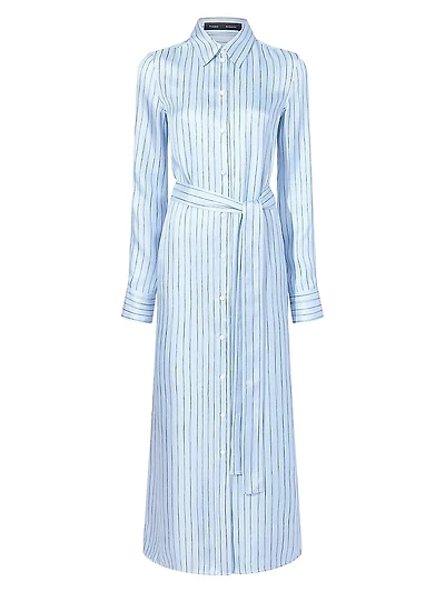 Hannah Stripe Silk Twill Shirtdress