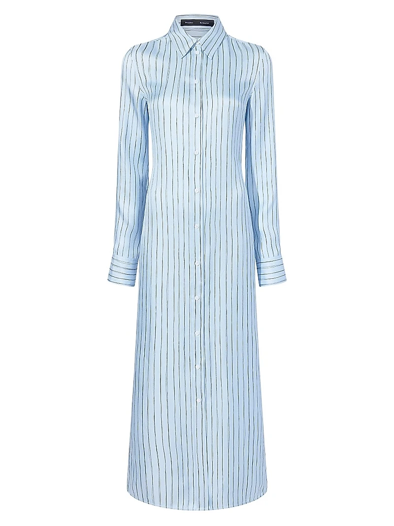 Hannah Stripe Silk Twill Shirtdress