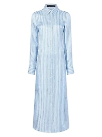 Hannah Stripe Silk Twill Shirtdress