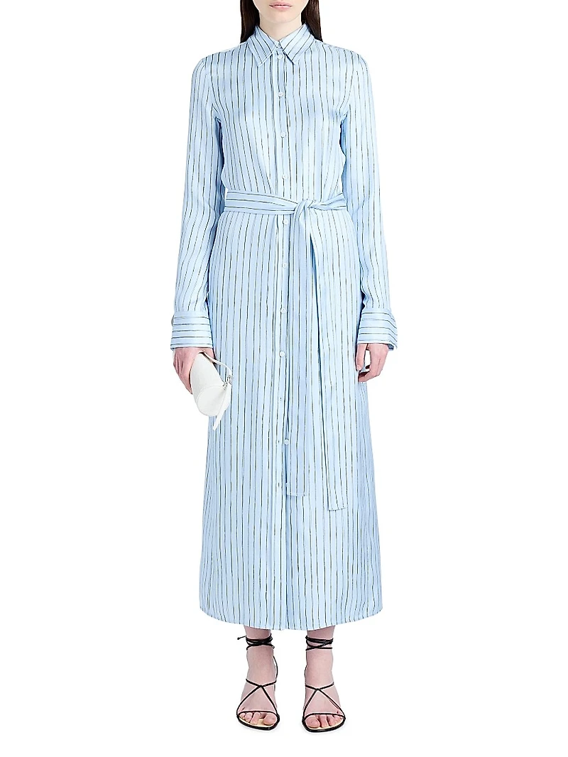 Hannah Stripe Silk Twill Shirtdress