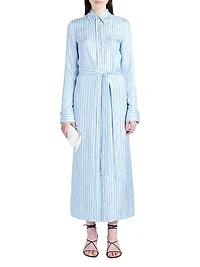 Hannah Stripe Silk Twill Shirtdress