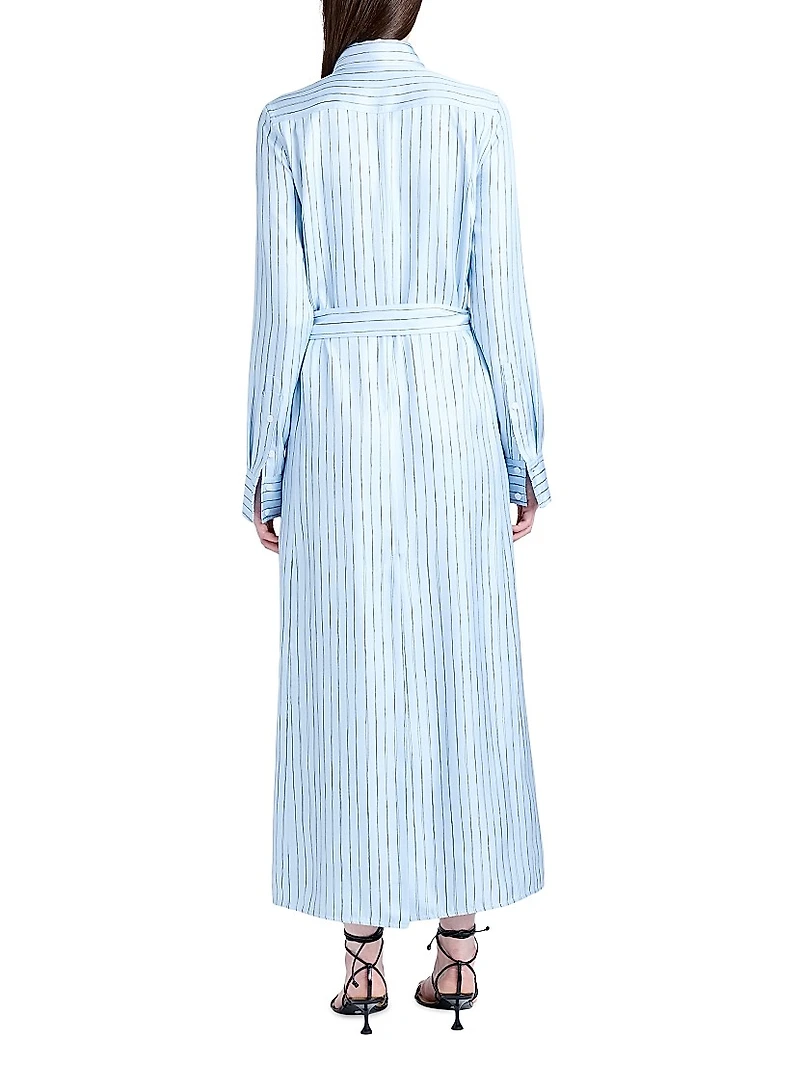 Hannah Stripe Silk Twill Shirtdress