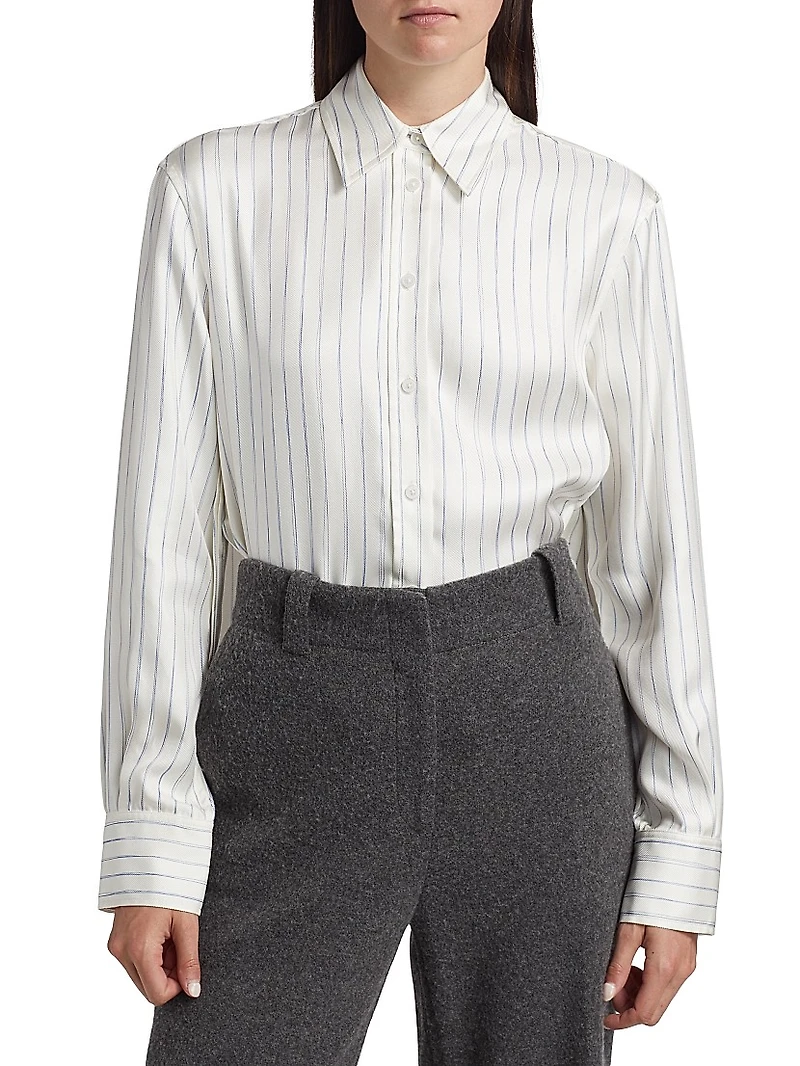 Madison Striped Silk Twill Top