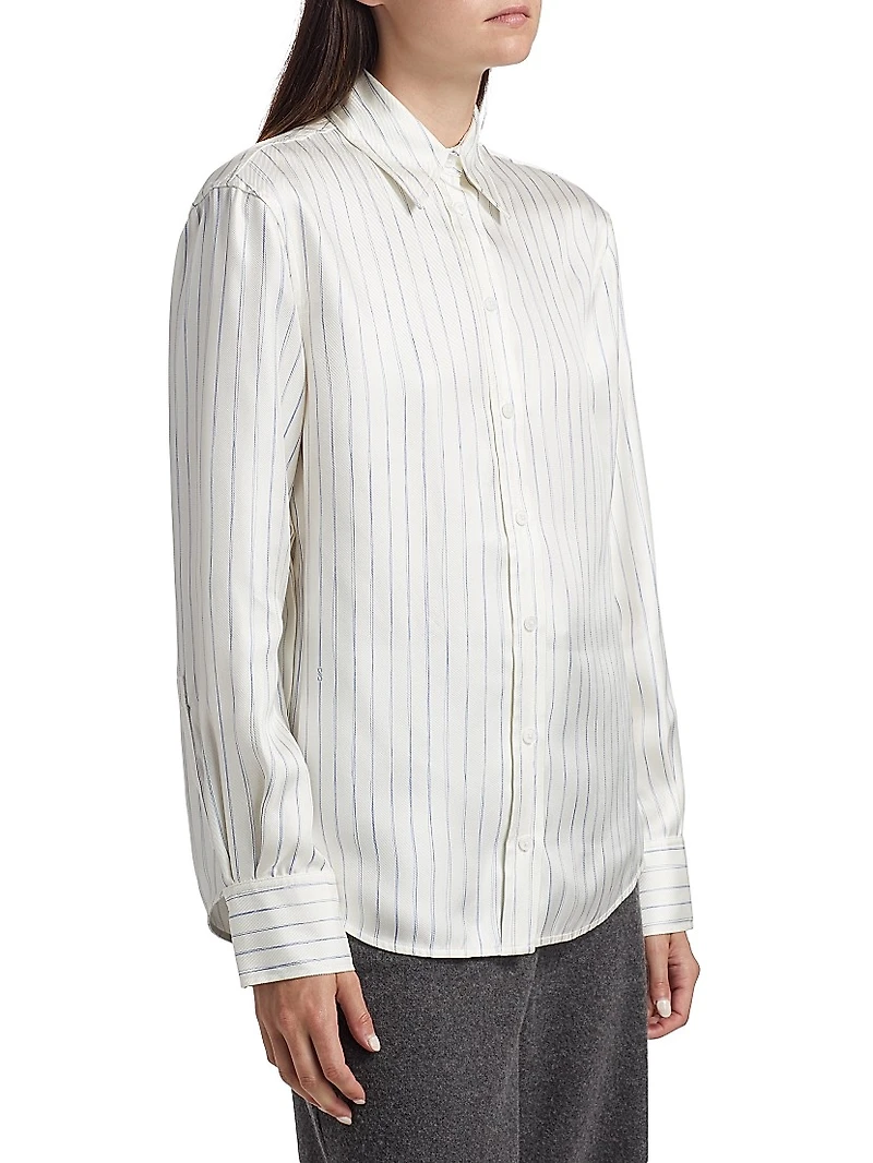 Madison Striped Silk Twill Top