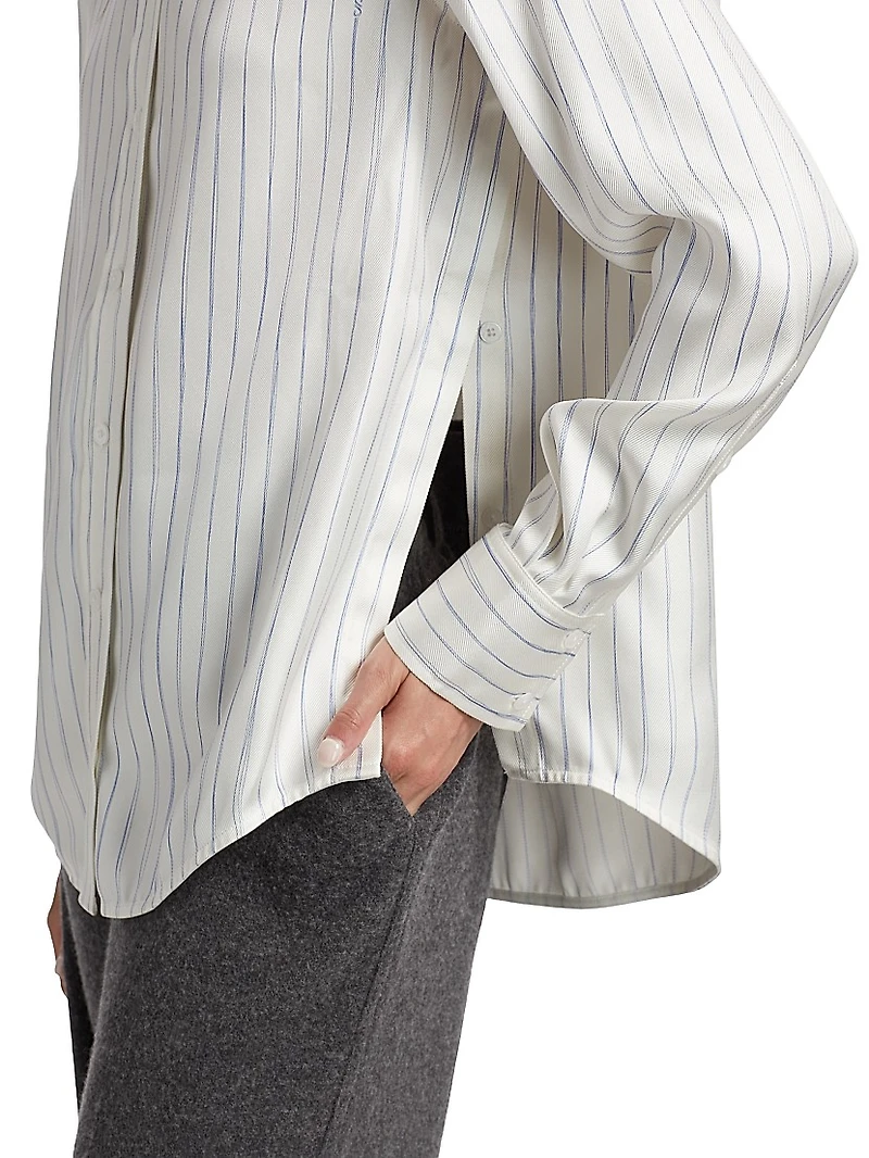 Madison Striped Silk Twill Top