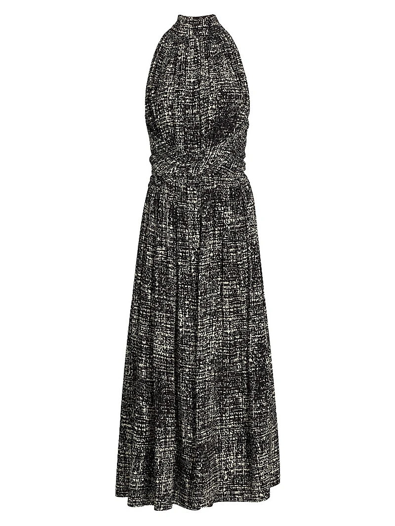 Lola Gathered Crepe Maxi Dress