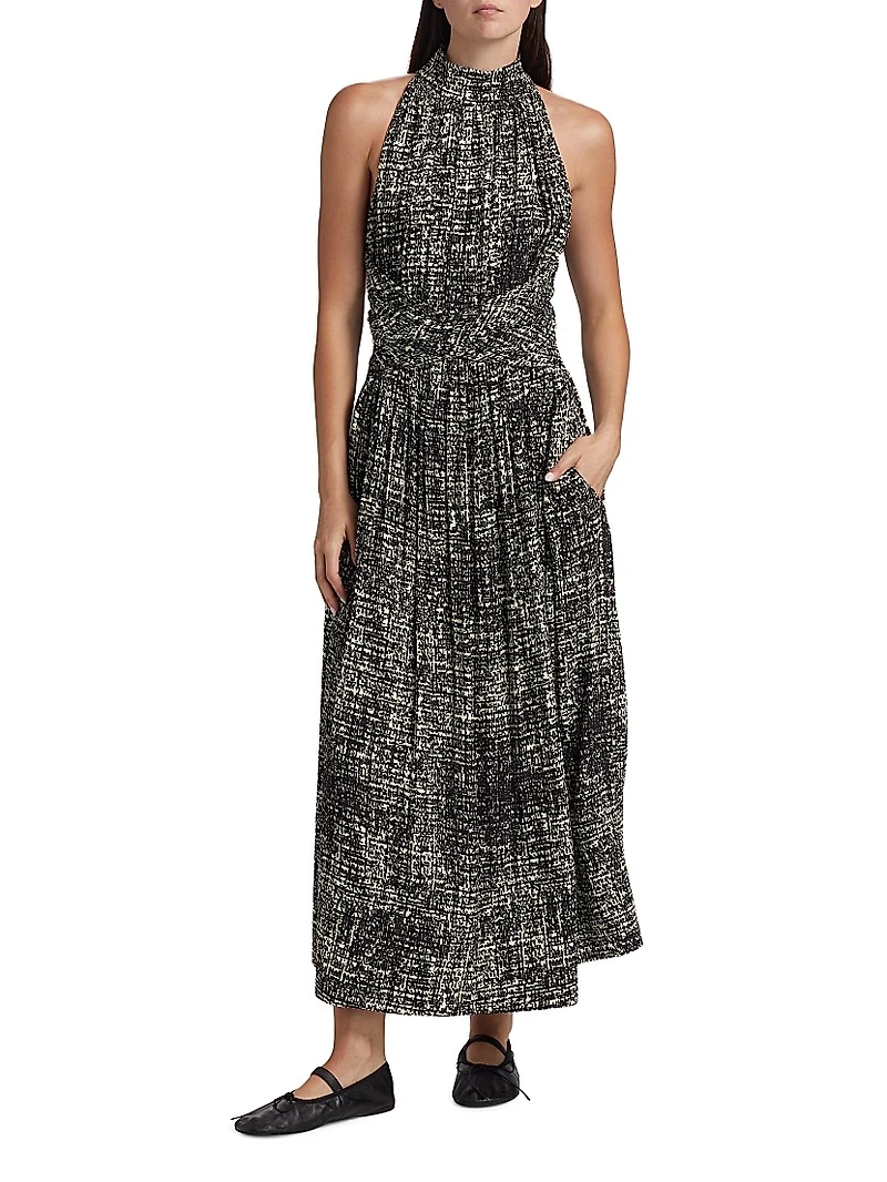 Lola Gathered Crepe Maxi Dress