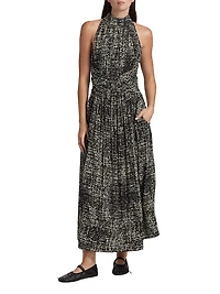 Lola Gathered Crepe Maxi Dress