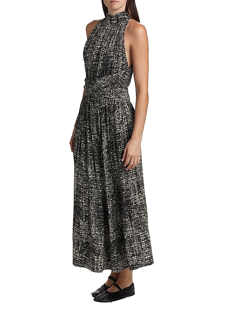 Lola Gathered Crepe Maxi Dress