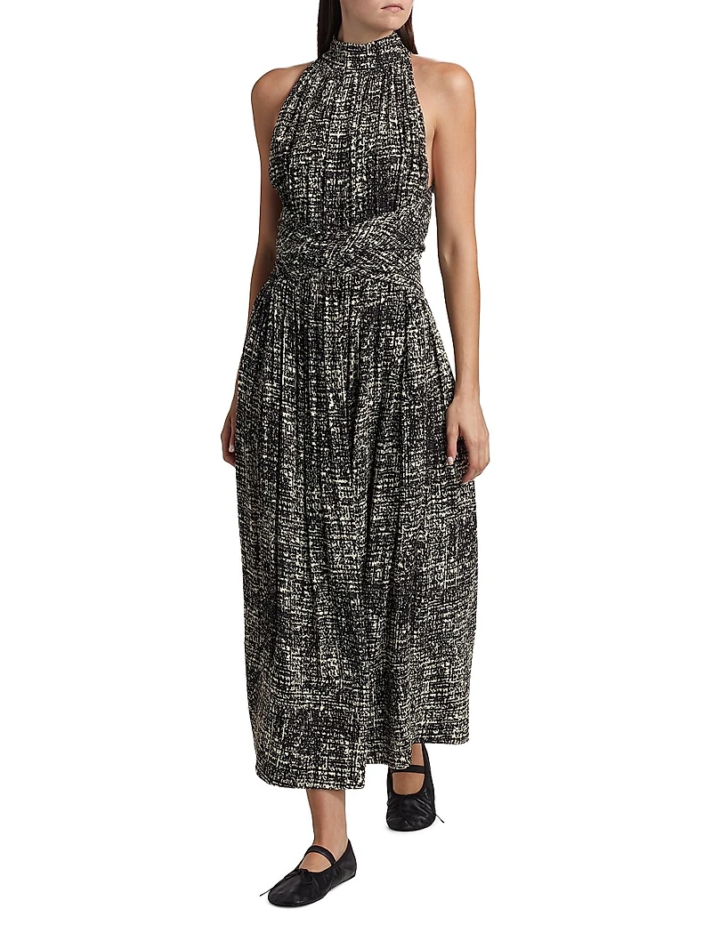 Lola Gathered Crepe Maxi Dress