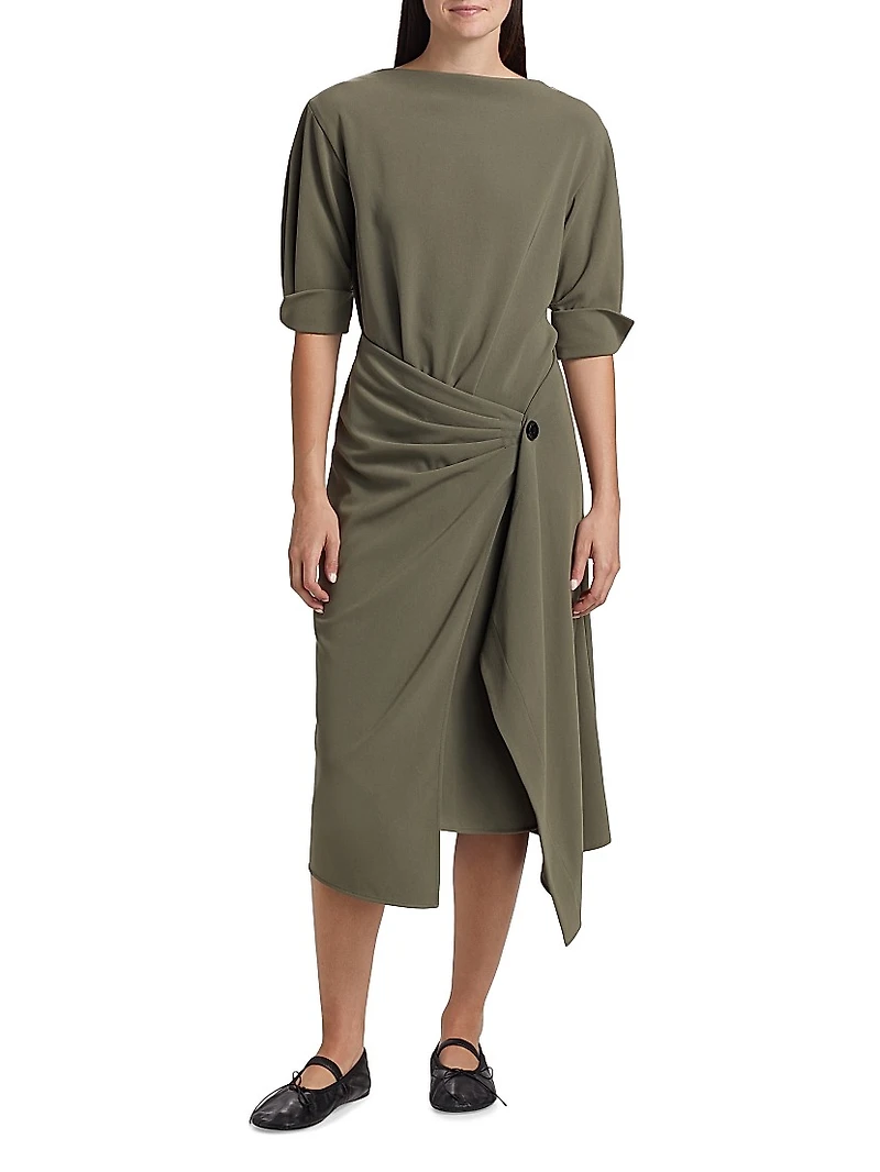 Maisie Crepe Wrap-Front Dress