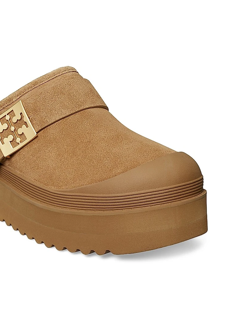 Mellow Shearling-Trimmed Suede Mules