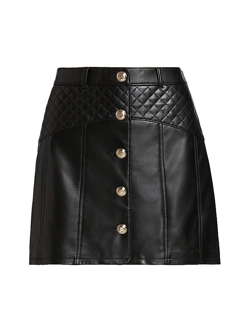 Claudia Quilted Faux-Leather Miniskirt