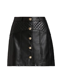 Claudia Quilted Faux-Leather Miniskirt