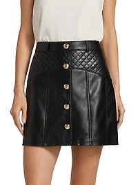 Claudia Quilted Faux-Leather Miniskirt