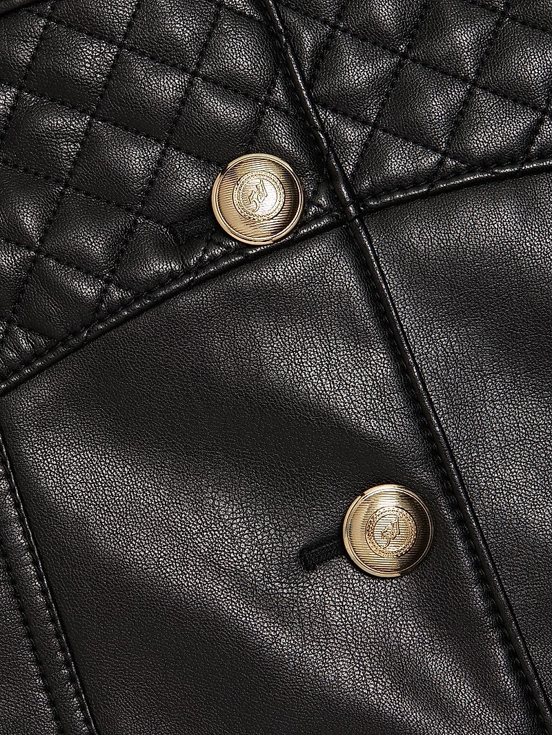 Claudia Quilted Faux-Leather Miniskirt