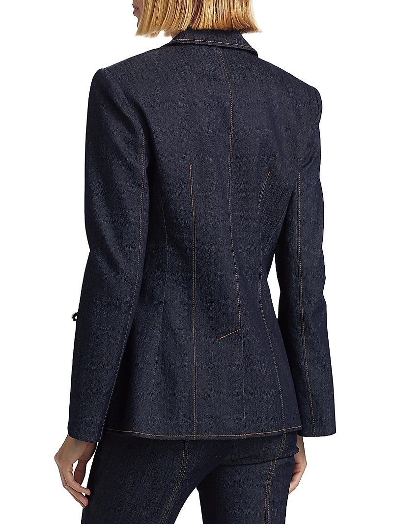 Crystal-Embellished Velvet Single-Breasted Blazer