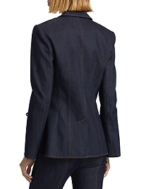 Crystal-Embellished Velvet Single-Breasted Blazer