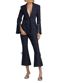Crystal-Embellished Velvet Single-Breasted Blazer