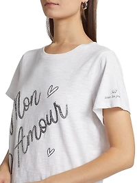 Mon Amour Embellished Cotton T-Shirt