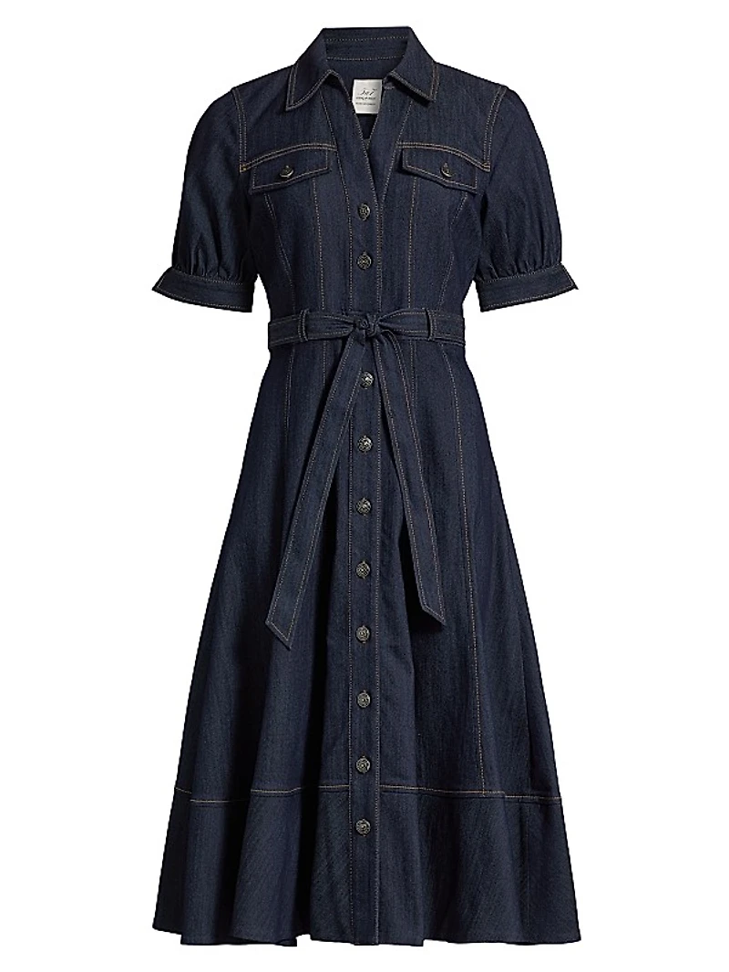 Suzie Denim Tie-Waist Shirtdress