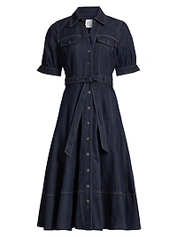 Suzie Denim Tie-Waist Shirtdress