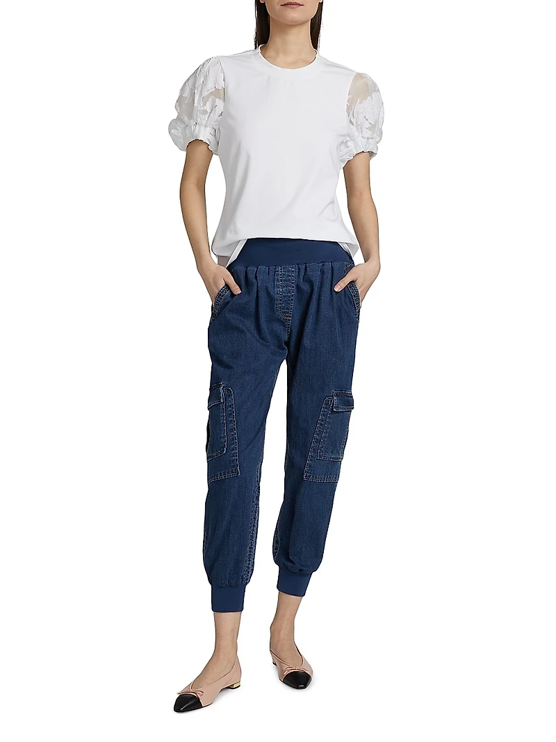 Giles Denim High-Rise Crop Pants