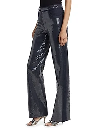 Kayle Sequined Denim Straight Pants