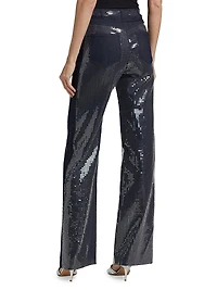 Kayle Sequined Denim Straight Pants