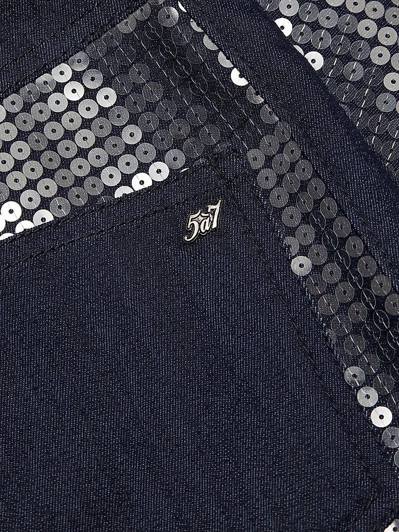 Kayle Sequined Denim Straight Pants