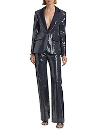 Kayle Sequined Denim Straight Pants
