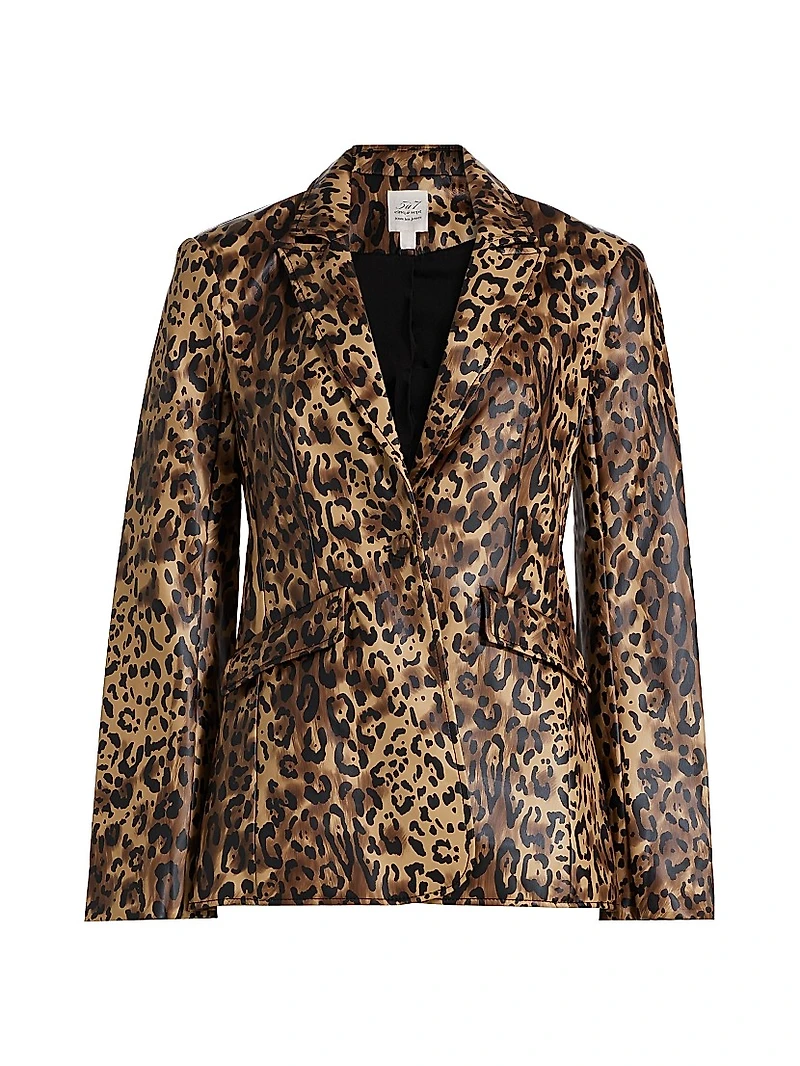 Cheyenne Leopard Faux-Leather Blazer