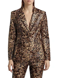 Cheyenne Leopard Faux-Leather Blazer