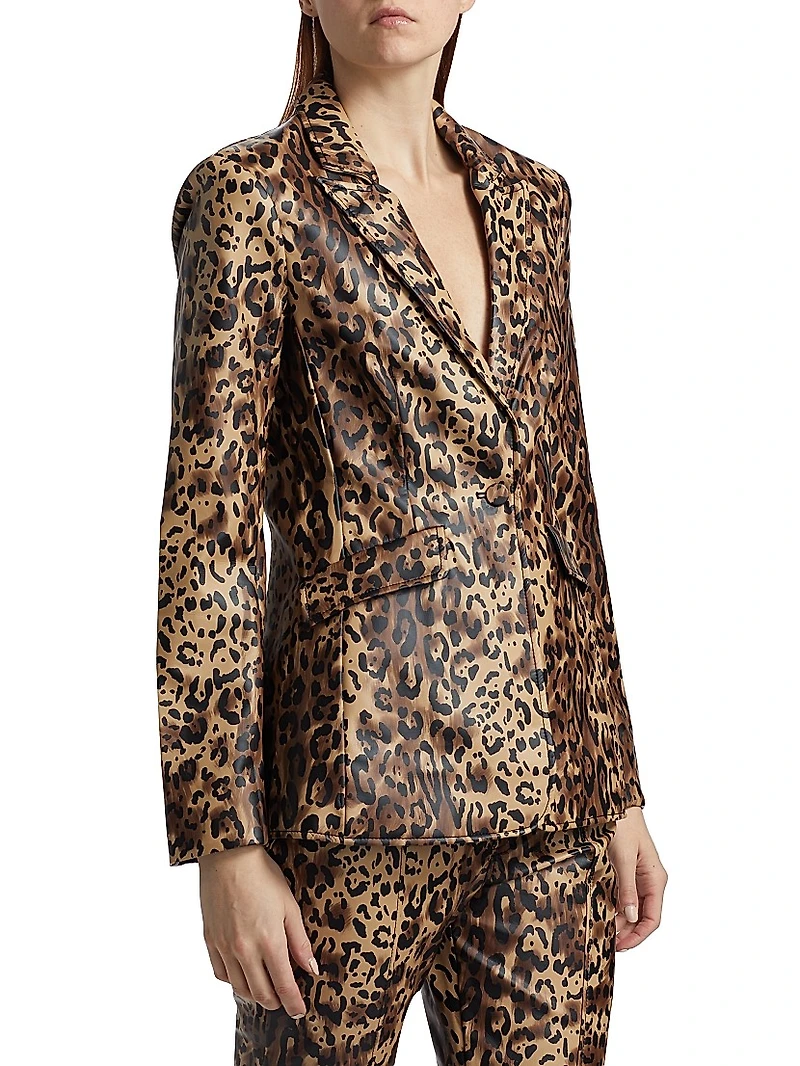 Cheyenne Leopard Faux-Leather Blazer